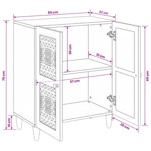 Πλαϊνό γραφείο Ανοιχτό καφέ 60 x 33 x 75 cm Μασίφ ξύλο μάνγκο