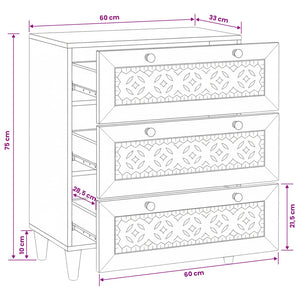 Πλαϊνό γραφείο Ανοιχτό καφέ 60 x 33 x 75 cm Μασίφ ξύλο μάνγκο