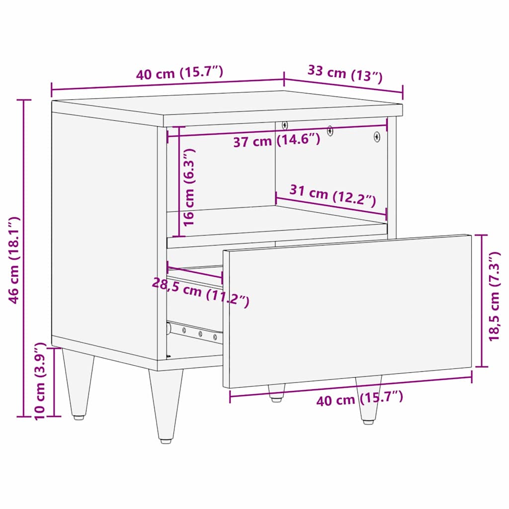 Κομοδίνο Ανοιχτό καφέ 40 x 33 x 46 εκ. Επεξεργασμένο Ξύλο