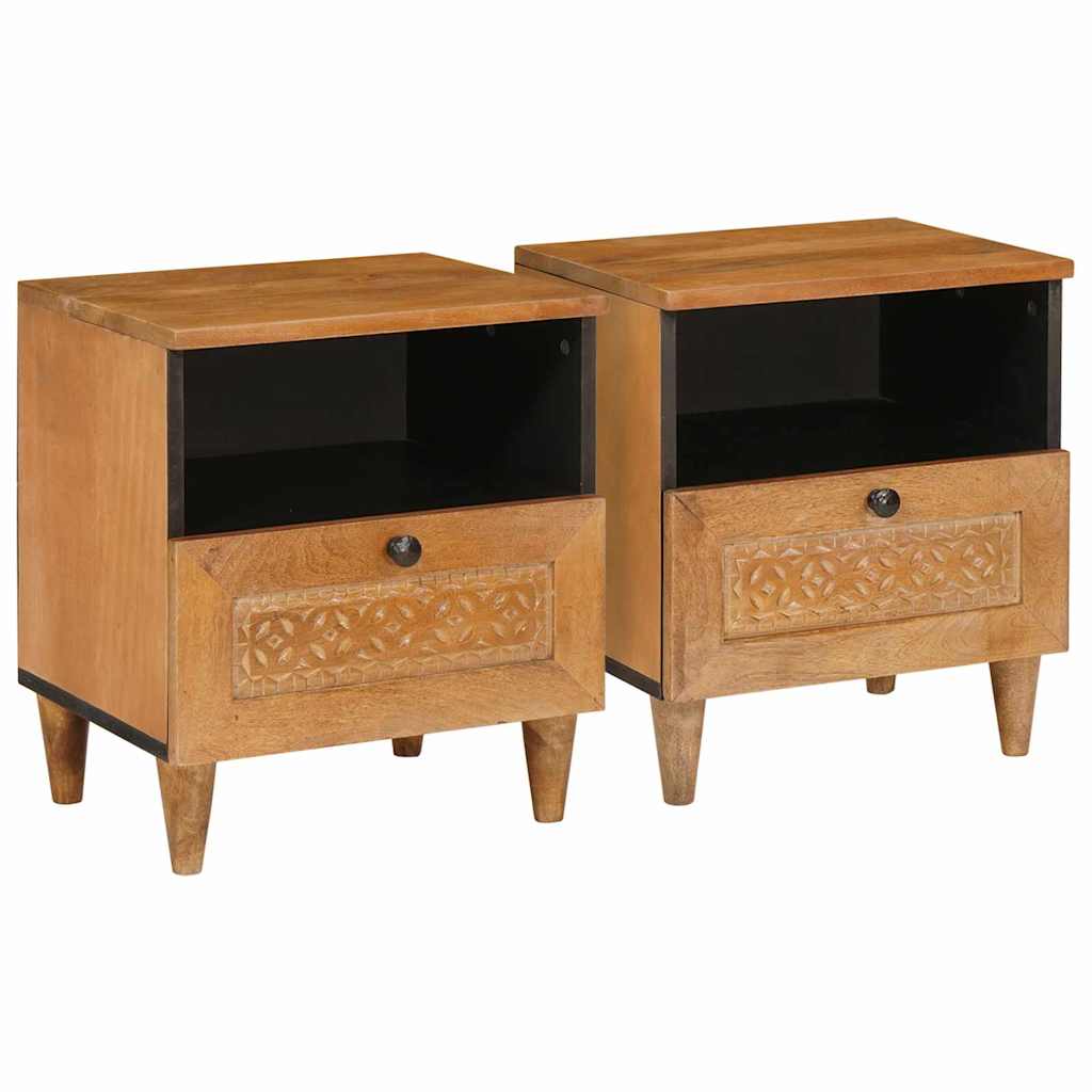 Κομοδίνο 2 pcs Ανοιχτό καφέ 40 x 33 x 46 εκ. Επεξεργασμένο Ξύλο