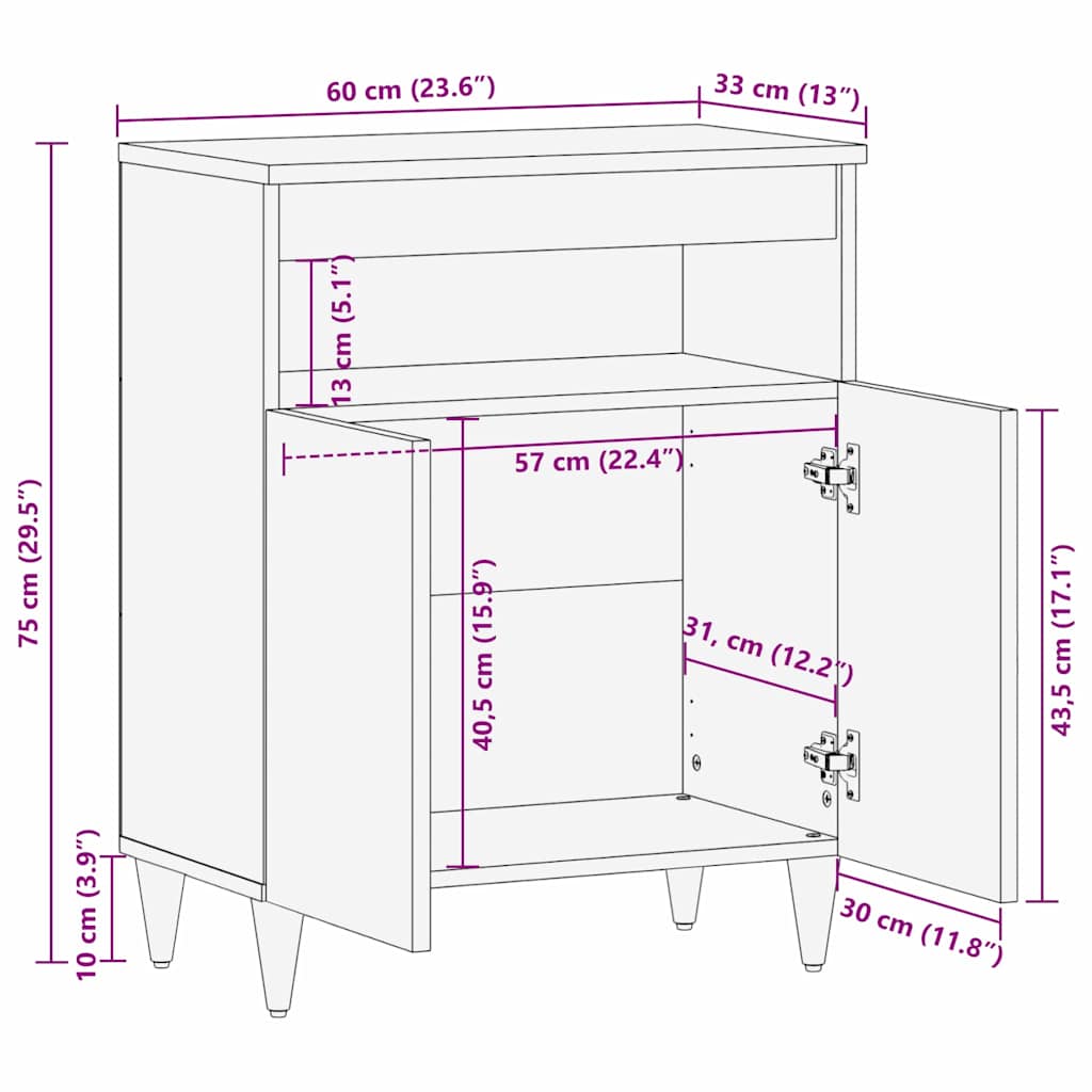 Πλαϊνό γραφείο Ανοιχτό καφέ 33.5 x 60 x 75 εκ - Pakobazaar