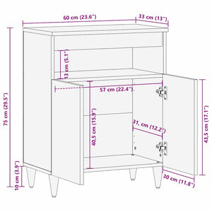 Πλαϊνό γραφείο Ανοιχτό καφέ 33.5 x 60 x 75 εκ - Pakobazaar