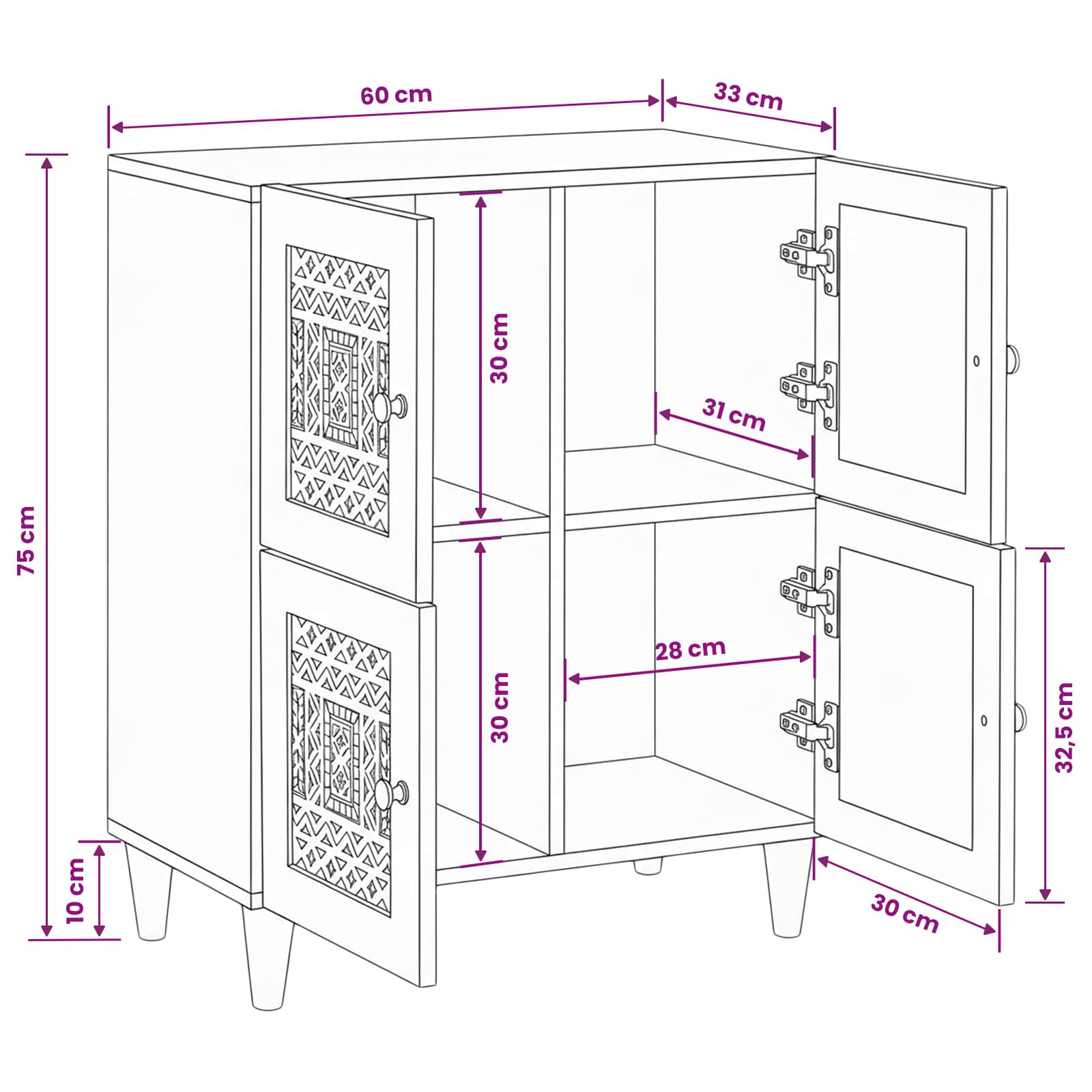 Πλαϊνό γραφείο Ανοιχτό καφέ 33.5 x 60 x 75 εκ - Pakobazaar