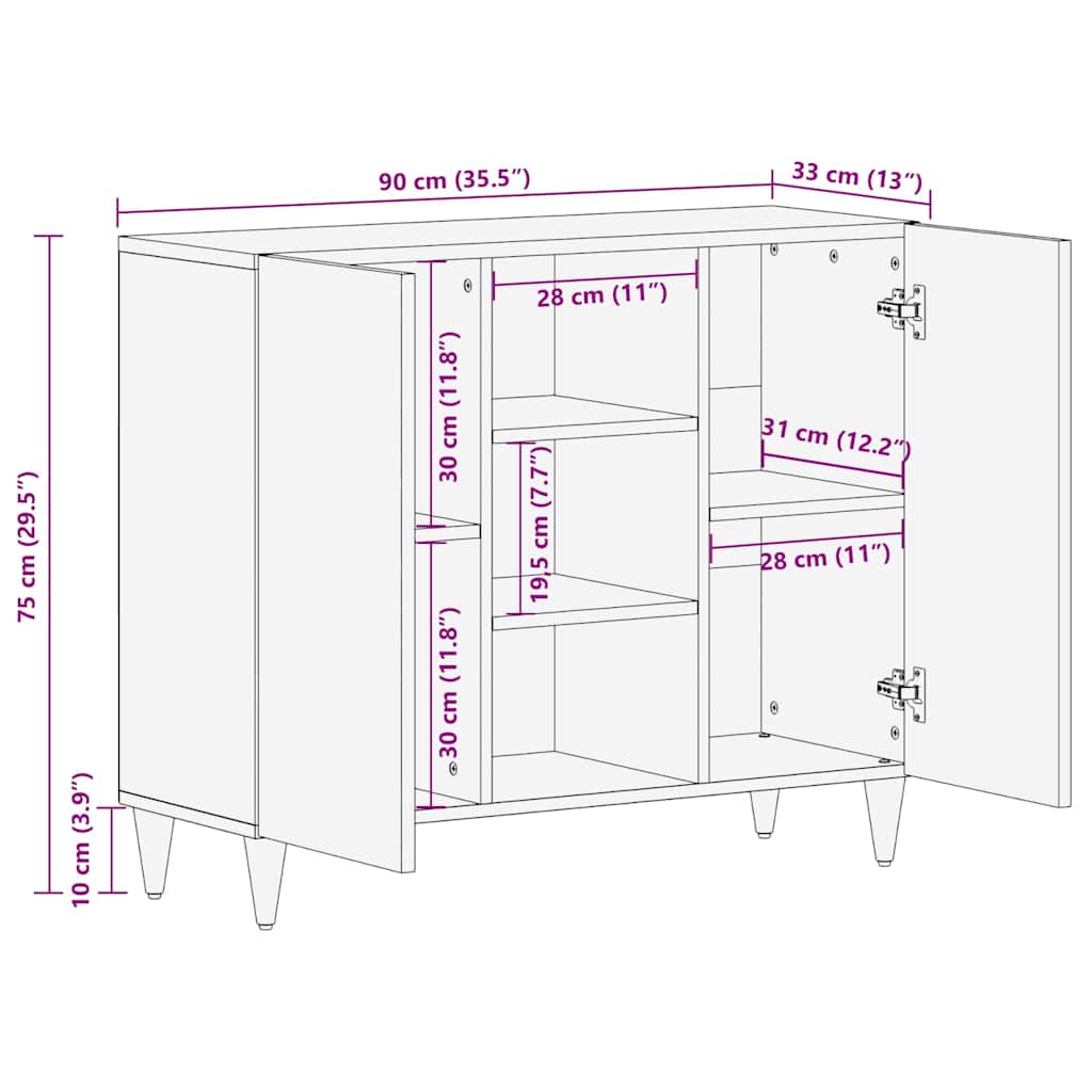 Πλαϊνό γραφείο Ανοιχτό καφέ 33.5 x 90 x 75 εκ - Pakobazaar