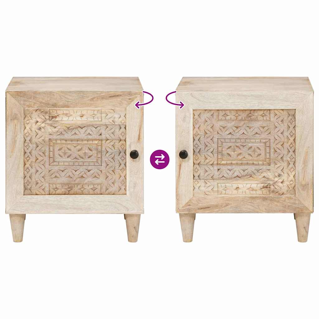 Κομοδίνο Μπεζ 40 x 33 x 46 εκ. Μασίφ ξύλο ακακίας - Pakobazaar