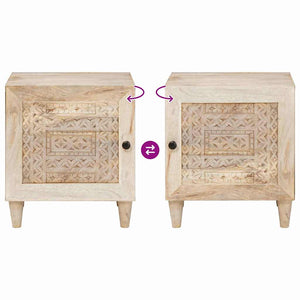 Κομοδίνο Μπεζ 40 x 33 x 46 εκ. Μασίφ ξύλο ακακίας - Pakobazaar