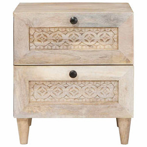 Κομοδίνο 2 pcs Μπεζ 40 x 33 x 46 εκ. Μασίφ ξύλο ακακίας - Pakobazaar