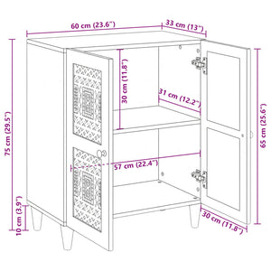 Πλαϊνό γραφείο Λευκό 60 x 33 x 75 cm Μασίφ ξύλο μάνγκο - Pakobazaar