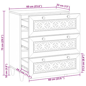 Πλαϊνό γραφείο Λευκό 60 x 33 x 75 cm Μασίφ ξύλο μάνγκο - Pakobazaar