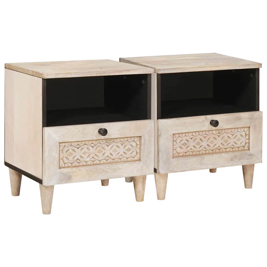 Κομοδίνο 2 pcs Λευκό 40 x 33 x 46 εκ. Επεξεργασμένο Ξύλο