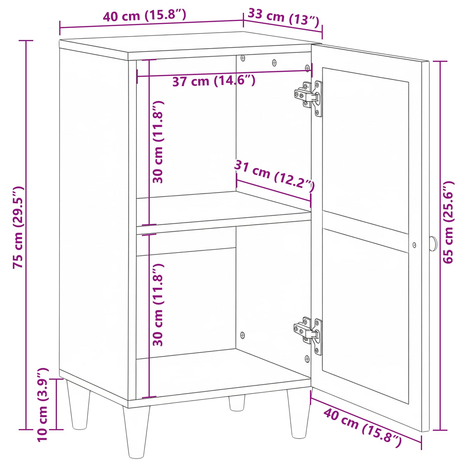 Πλαϊνό γραφείο Λευκό 33.5 x 40 x 75 εκ - Pakobazaar