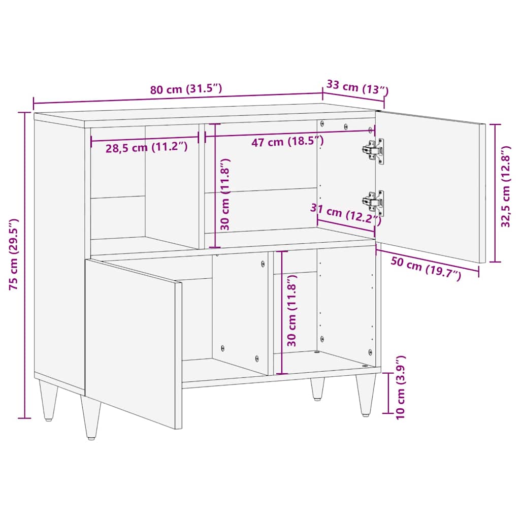 Πλαϊνό γραφείο Λευκό 33.5 x 80 x 75 εκ - Pakobazaar