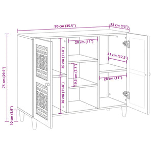 Πλαϊνό γραφείο Λευκό 33.5 x 90 x 75 εκ - Pakobazaar