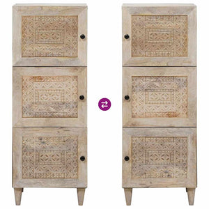 Highboard Λευκό 40 x 33 x 110 εκ Μασίφ ξύλο μάνγκο - Pakobazaar