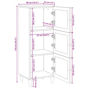 Highboard Λευκό 40 x 33 x 110 εκ Μασίφ ξύλο μάνγκο - Pakobazaar