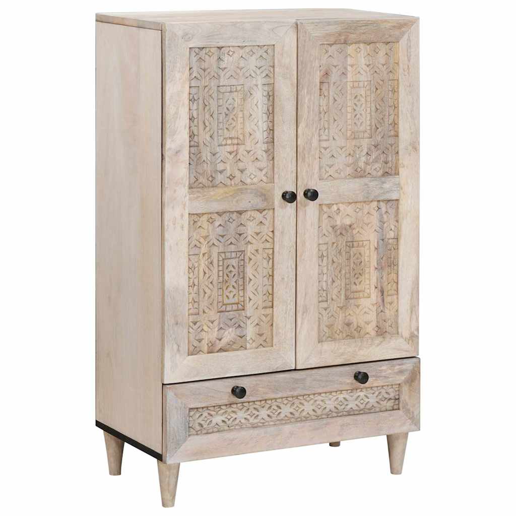 Highboard Λευκό 60 x 33 x 100 εκ. Μασίφ ξύλο μάνγκο - Pakobazaar