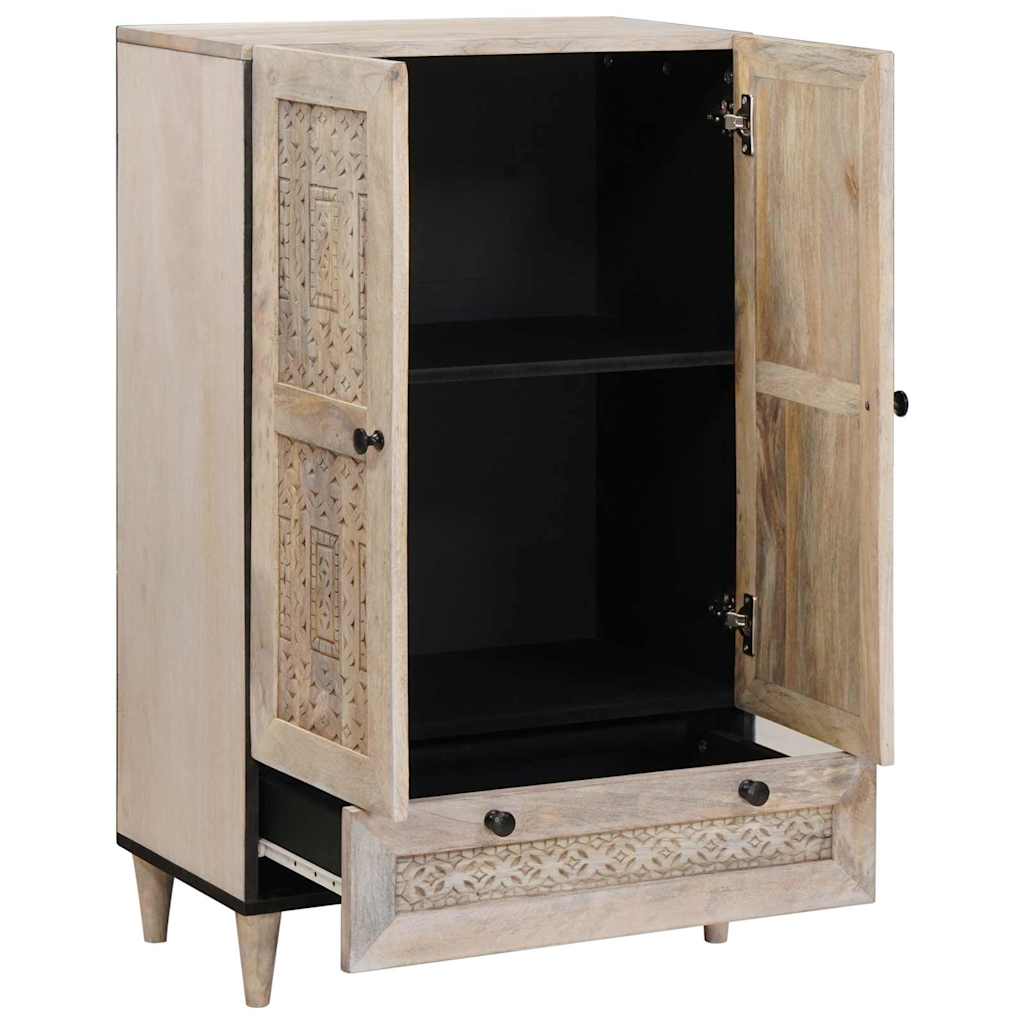 Highboard Λευκό 60 x 33 x 100 εκ. Μασίφ ξύλο μάνγκο - Pakobazaar