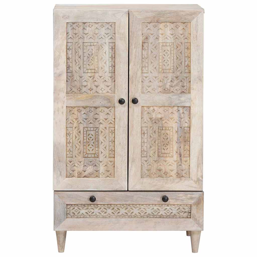 Highboard Λευκό 60 x 33 x 100 εκ. Μασίφ ξύλο μάνγκο - Pakobazaar