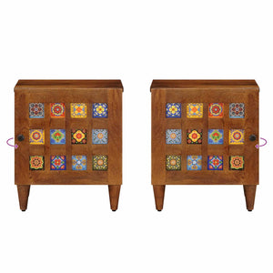 Κομοδίνο 2 pcs Καφέ 40 x 33 x 46 εκ. Στερεό ξύλο μάνγκο - Pakobazaar