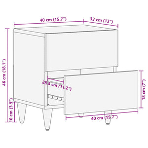 Κομοδίνο 2 pcs Καφέ 40 x 33 x 46 εκ. Στερεό ξύλο μάνγκο - Pakobazaar