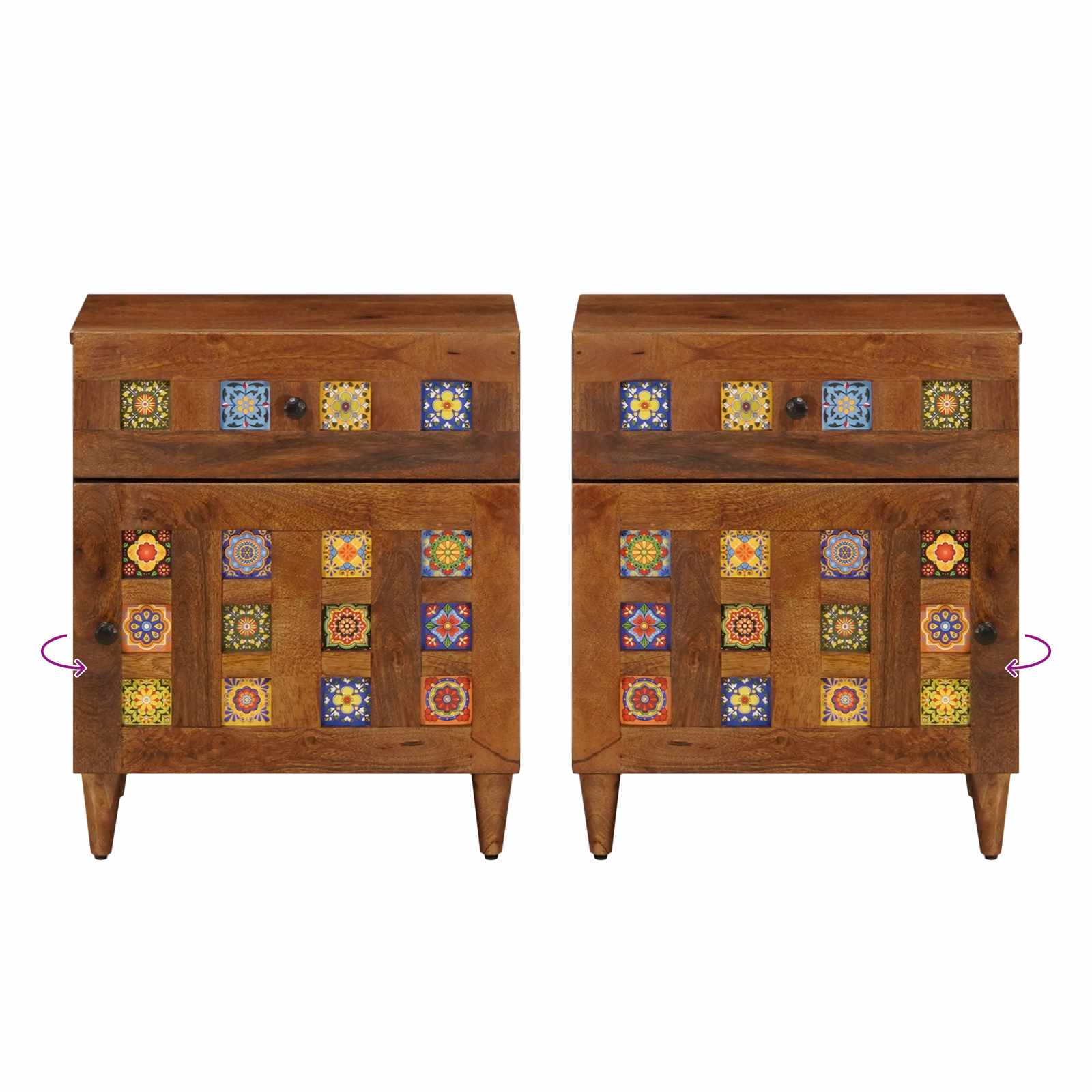 Κομοδίνο με συρτάρι Καφέ 50 x 33 x 60 εκ Στερεό ξύλο μάνγκο - Pakobazaar