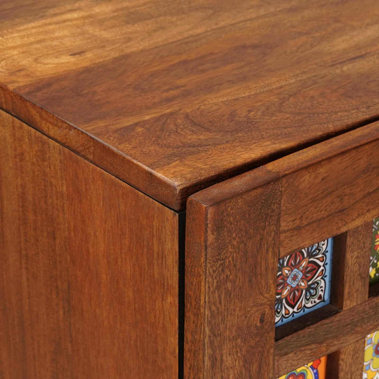 Highboard με πόρτα Καρυδιά 40 x 33 x 110 εκ Στερεό ξύλο μάνγκο - Pakobazaar