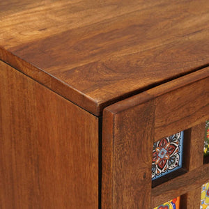 Highboard με πόρτα Καρυδιά 40 x 33 x 110 εκ Στερεό ξύλο μάνγκο - Pakobazaar