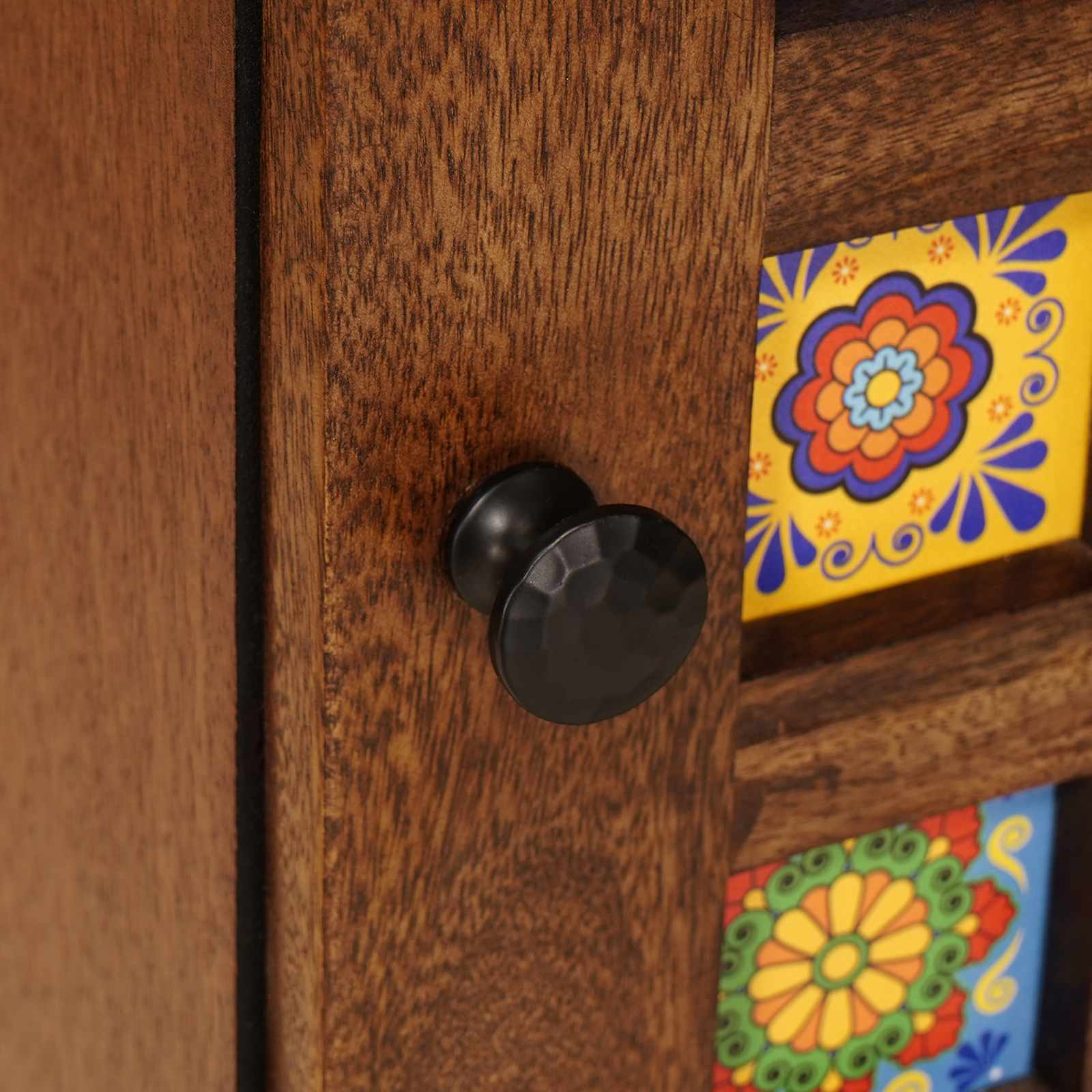 Highboard με πόρτα Καρυδιά 40 x 33 x 110 εκ Στερεό ξύλο μάνγκο - Pakobazaar
