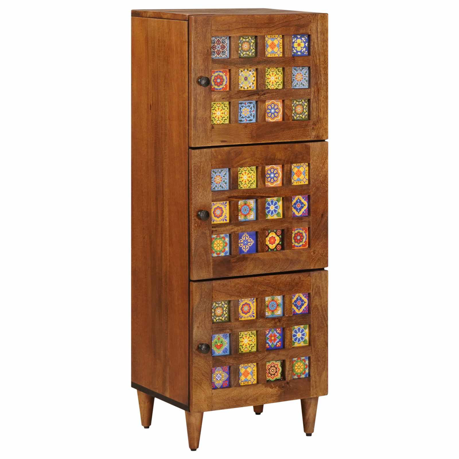 Highboard με πόρτα Καρυδιά 40 x 33 x 110 εκ Στερεό ξύλο μάνγκο - Pakobazaar