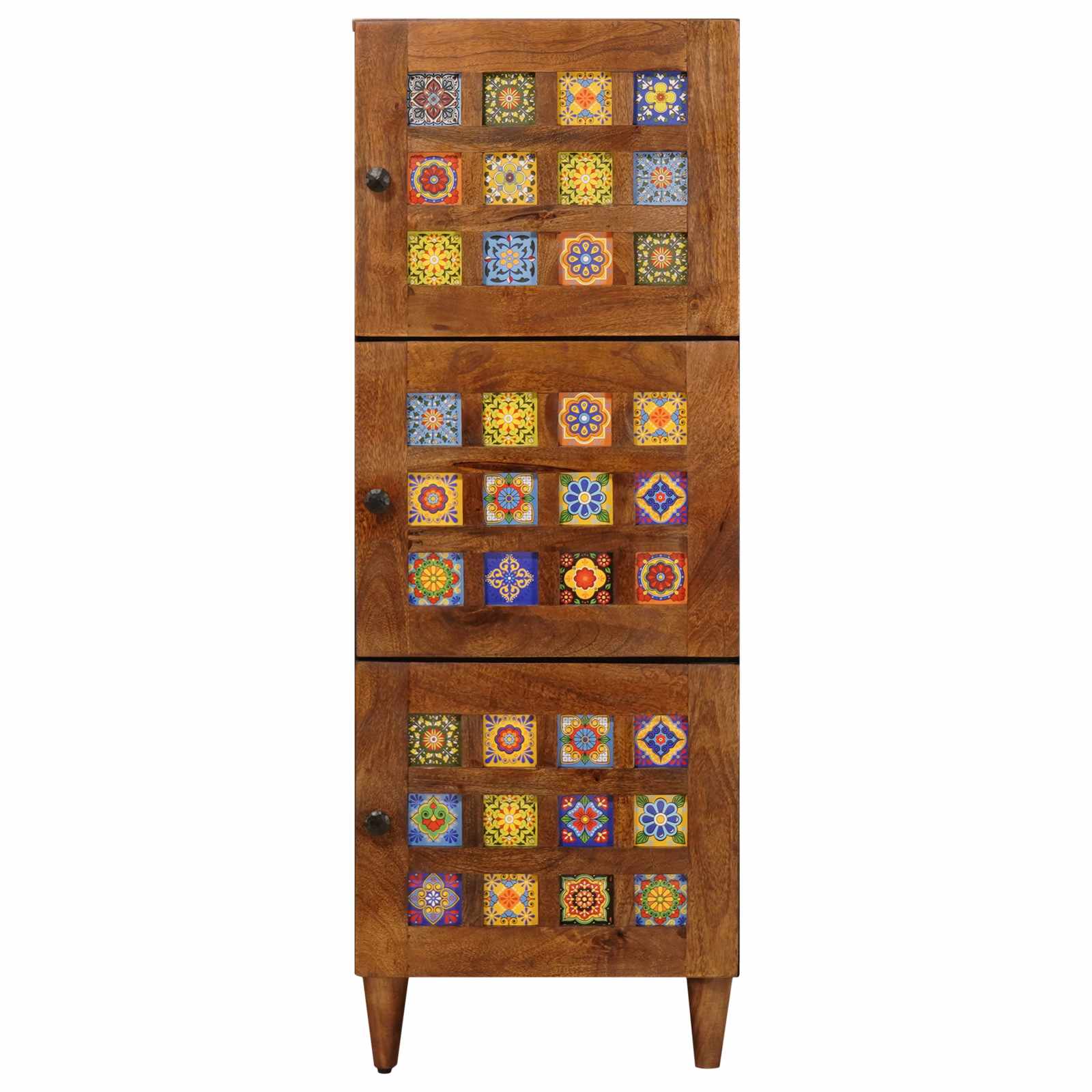 Highboard με πόρτα Καρυδιά 40 x 33 x 110 εκ Στερεό ξύλο μάνγκο - Pakobazaar