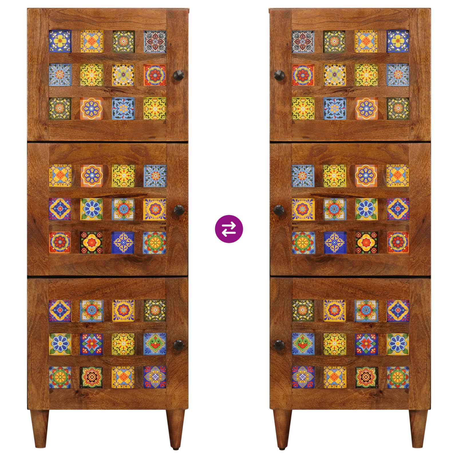 Highboard με πόρτα Καρυδιά 40 x 33 x 110 εκ Στερεό ξύλο μάνγκο - Pakobazaar
