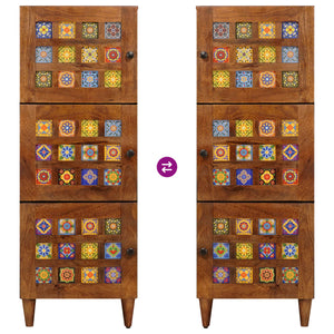 Highboard με πόρτα Καρυδιά 40 x 33 x 110 εκ Στερεό ξύλο μάνγκο - Pakobazaar