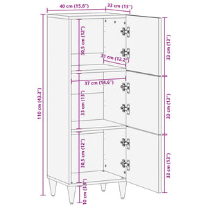 Highboard με πόρτα Καρυδιά 40 x 33 x 110 εκ Στερεό ξύλο μάνγκο - Pakobazaar