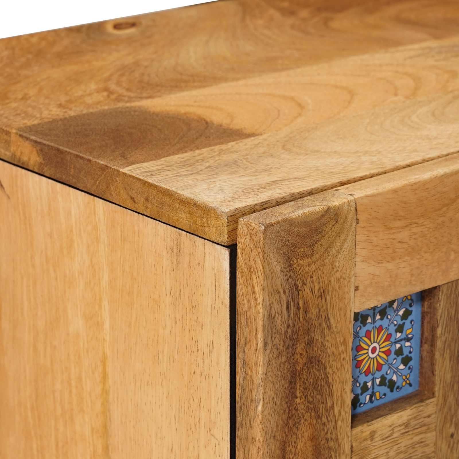Κομοδίνο 2 pcs Φυσικό 40 x 33,5 x 46 εκ Στερεό ξύλο μάνγκο - Pakobazaar