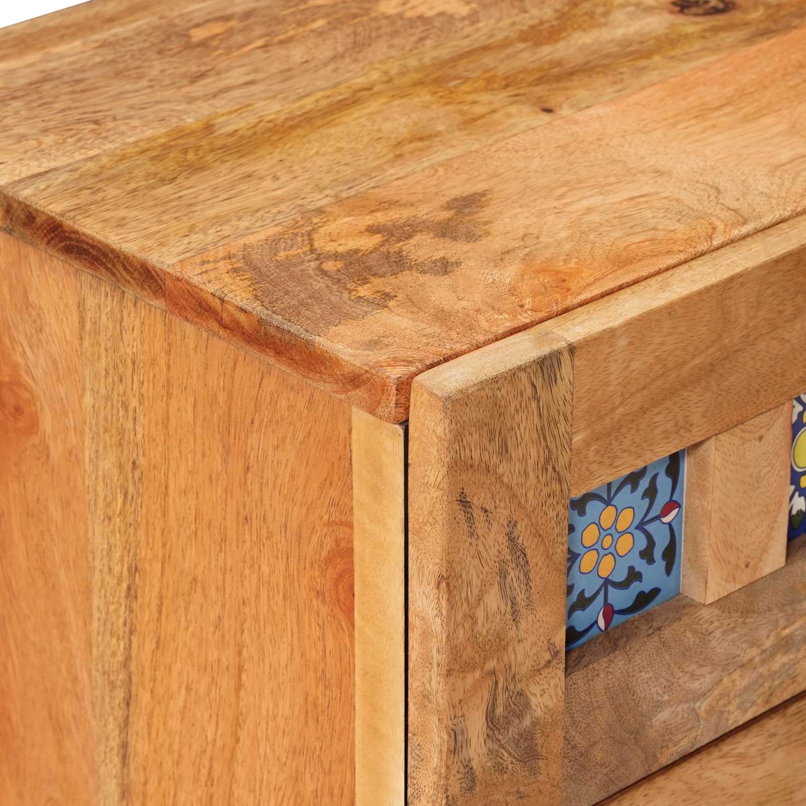 Κομοδίνο με συρτάρι Φυσικό 40 x 33,5 x 46 εκ Στερεό ξύλο μάνγκο - Pakobazaar