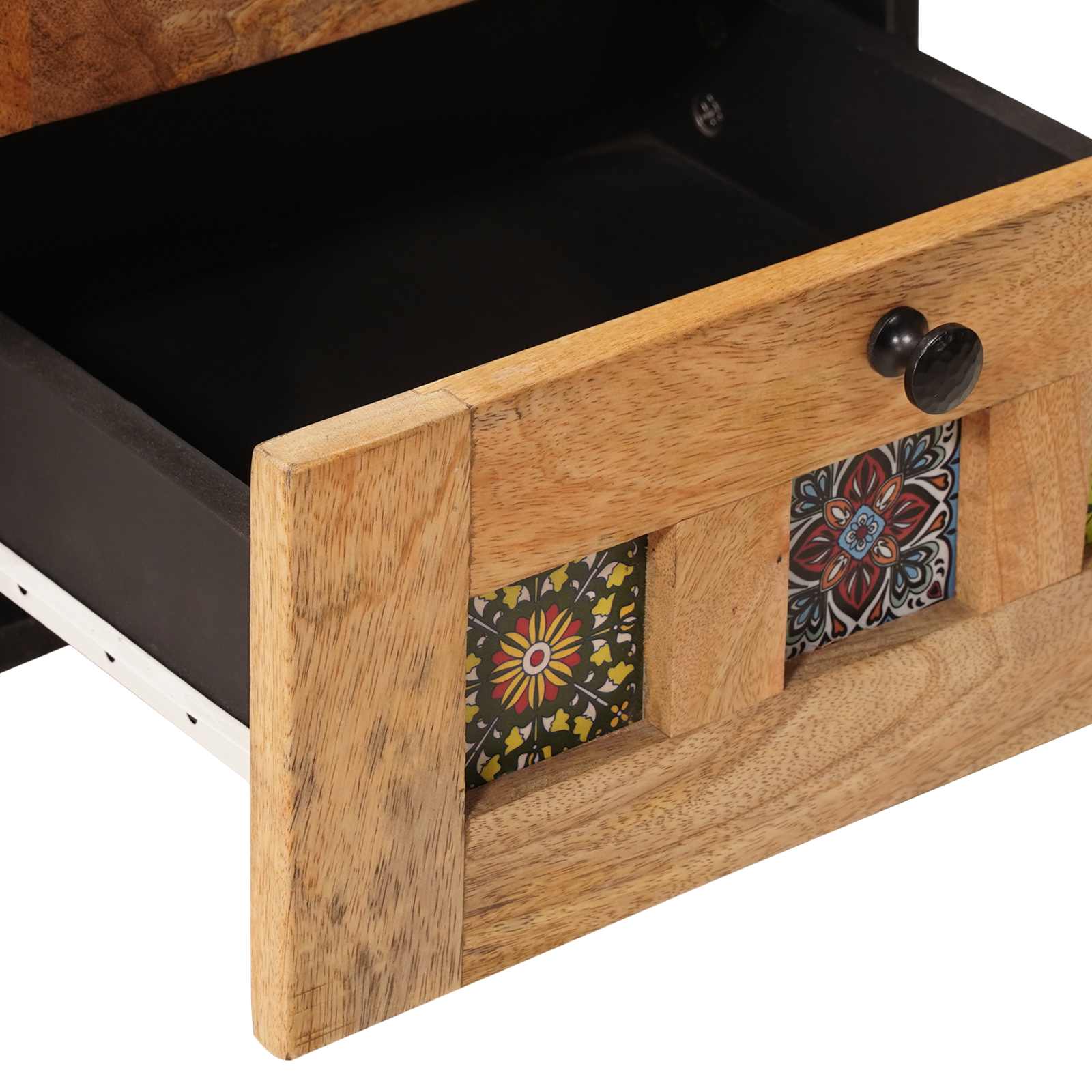 Κομοδίνο με συρτάρι Φυσικό 40 x 33,5 x 46 εκ Στερεό ξύλο μάνγκο - Pakobazaar