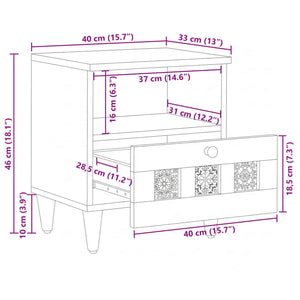 Κομοδίνο 2 pcs Φυσικό 40 x 33 x 46 εκ. Στερεό ξύλο μάνγκο - Pakobazaar