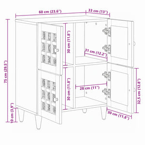 Πλαϊνό γραφείο Φυσικό 60 x 33 x 75 cm Στερεό ξύλο μάνγκο