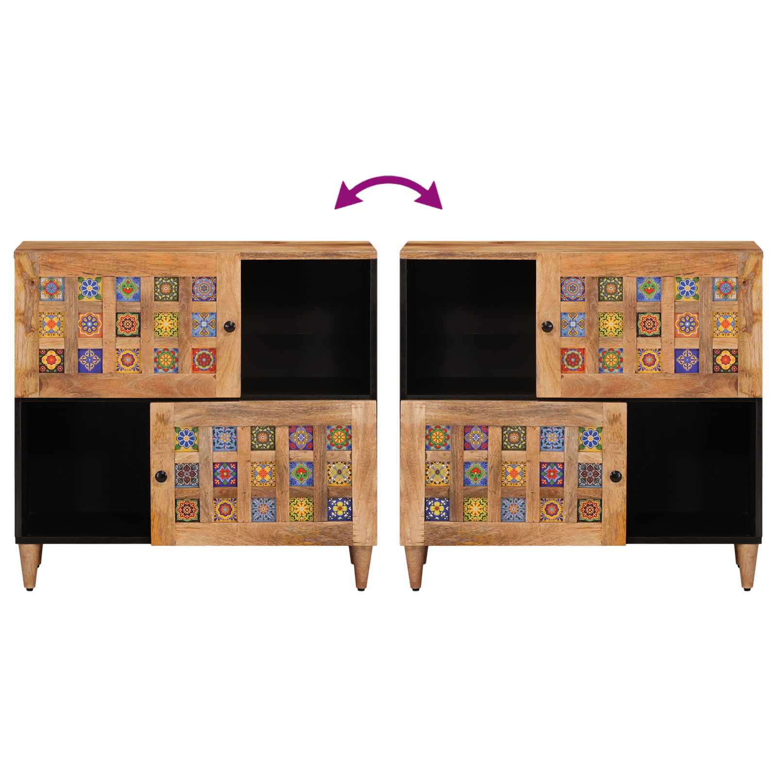 Πλαϊνό γραφείο Φυσικό 80 x 33,5 x 75 εκ Στερεό ξύλο μάνγκο - Pakobazaar