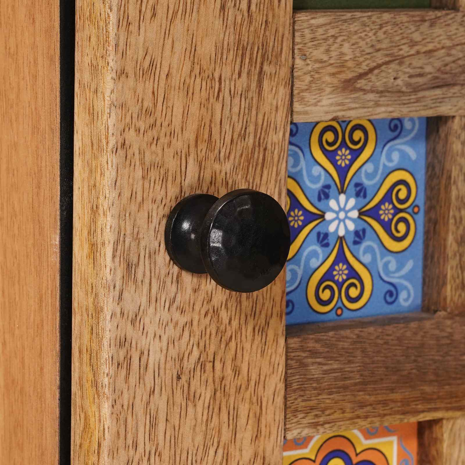 Highboard με πόρτα Φυσικό 40 x 33 x 110 εκ Στερεό ξύλο μάνγκο - Pakobazaar