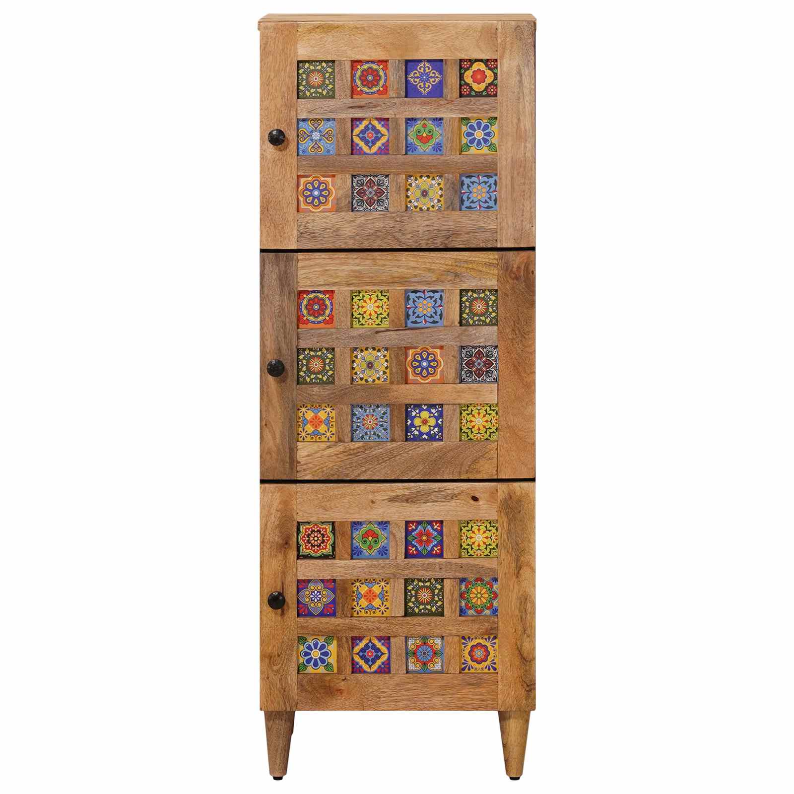 Highboard με πόρτα Φυσικό 40 x 33 x 110 εκ Στερεό ξύλο μάνγκο - Pakobazaar