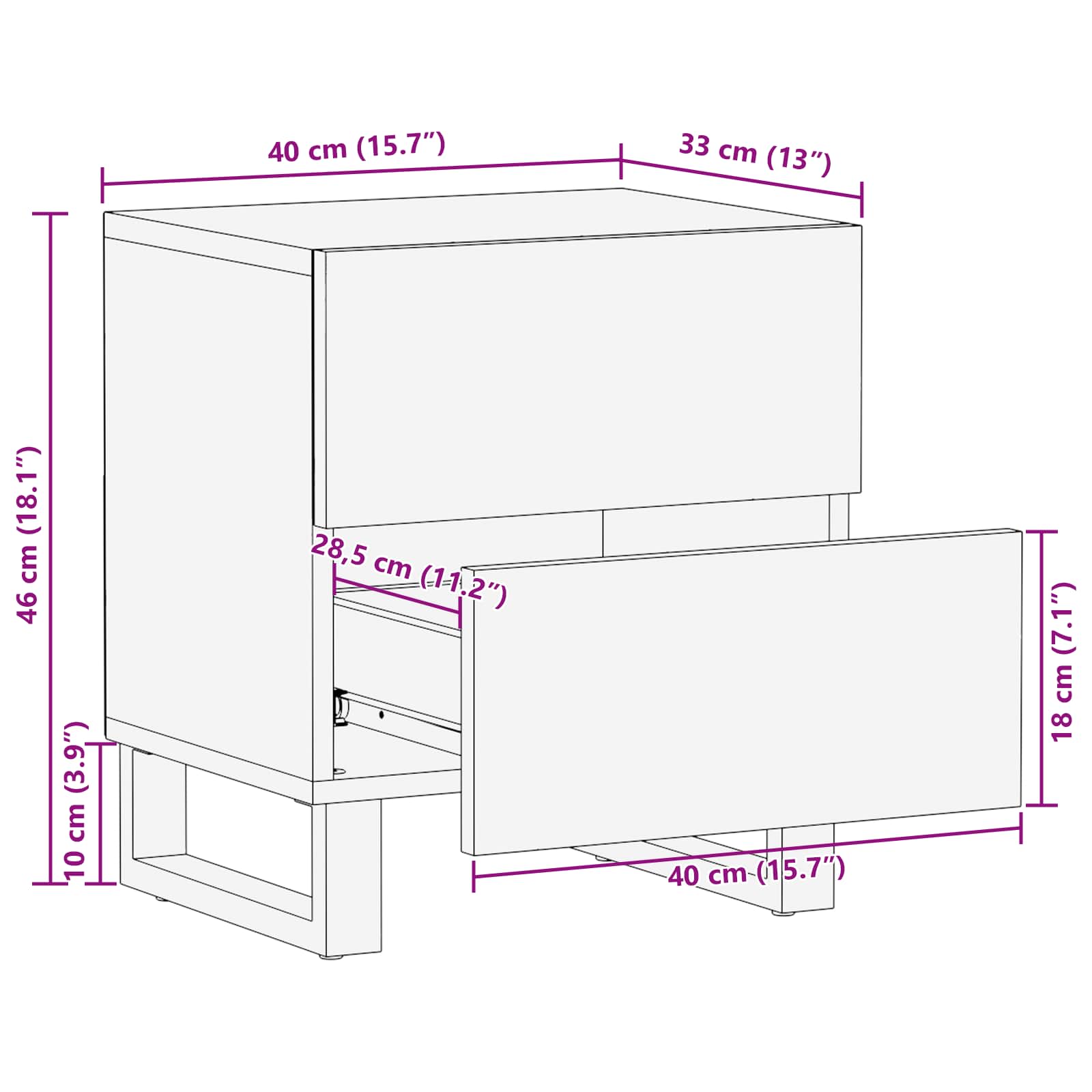 Κομοδίνο 2 pcs Καφέ 40 x 33 x 46 εκ. Στερεό ξύλο μάνγκο