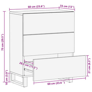 Μπουφές Αποθήκευσης 60 x 33 x 75 cm Στερεό ξύλο μάνγκο Καφέ