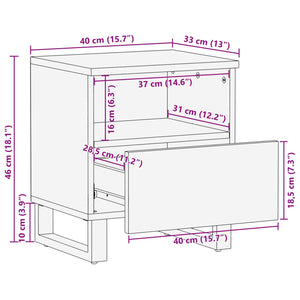 Κρεβατοκάμαρα 2 τεμ. Καφέ 40 x 33 x 46 εκ. Στερεό ξύλο μάνγκο