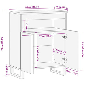 Βοηθητικό ντουλάπι Καφέ 60 x 33 x 75 cm Στερεό ξύλο μάνγκο - Pakobazaar