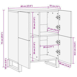 Βοηθητικό ντουλάπι Καφέ 60 x 33 x 75 cm Στερεό ξύλο μάνγκο