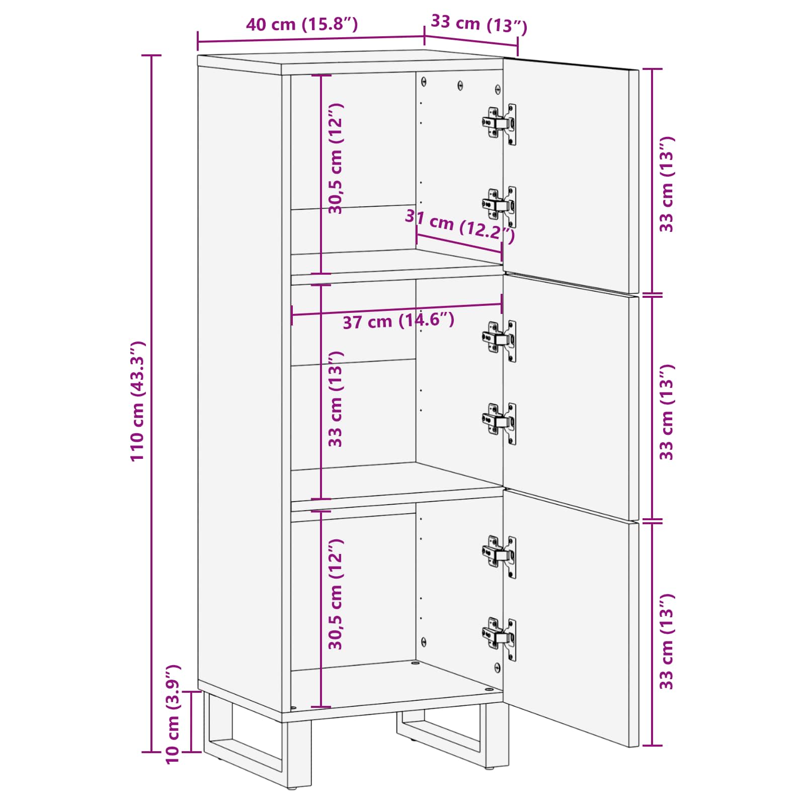 Αποθηκευτικός Ψηλός Ντουλάπι με ράφι Καφέ 40 x 33 x 110 εκ - Pakobazaar