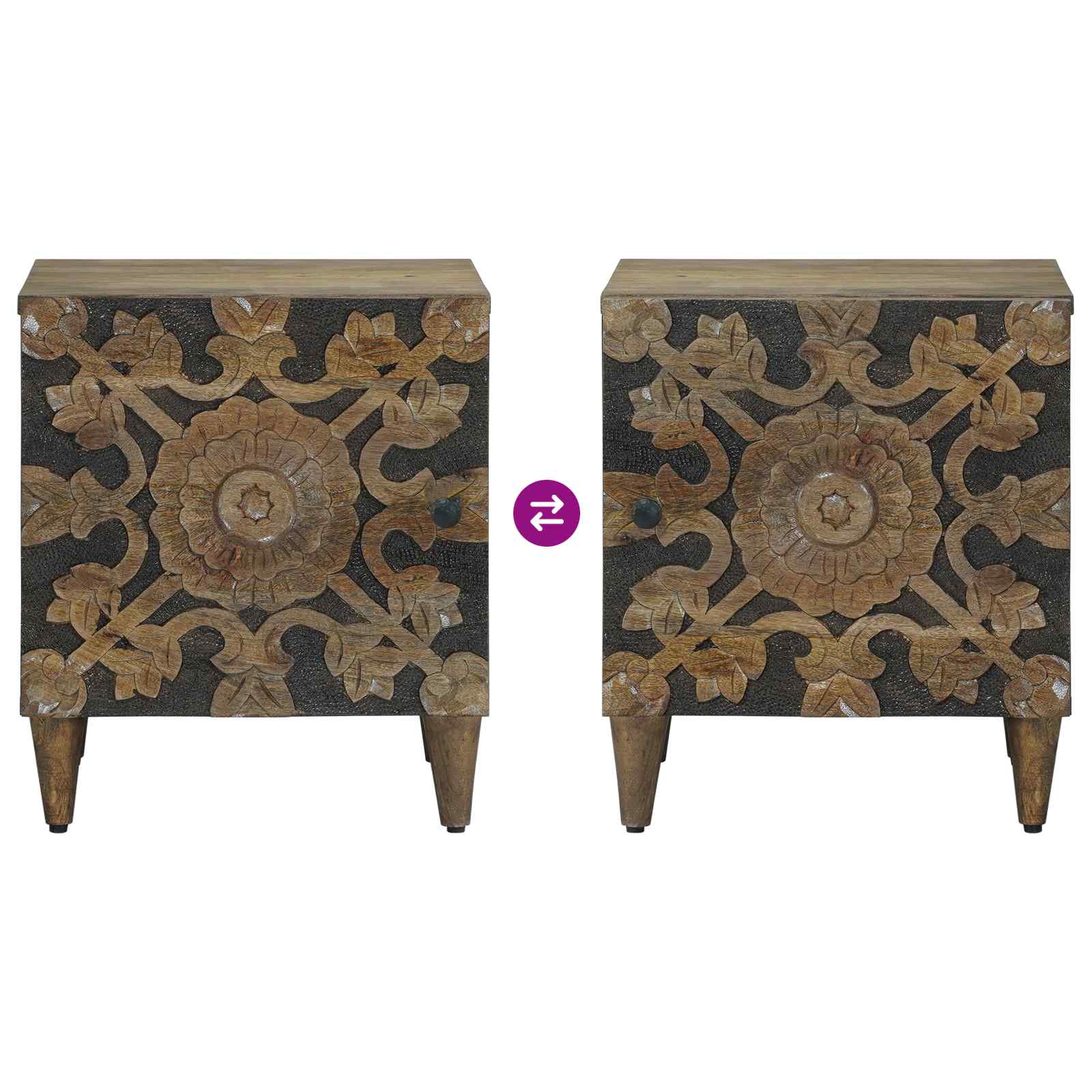 Κομοδίνο Καφέ 40 x 33,5 x 46 εκ Στερεό ξύλο μάνγκο - Pakobazaar