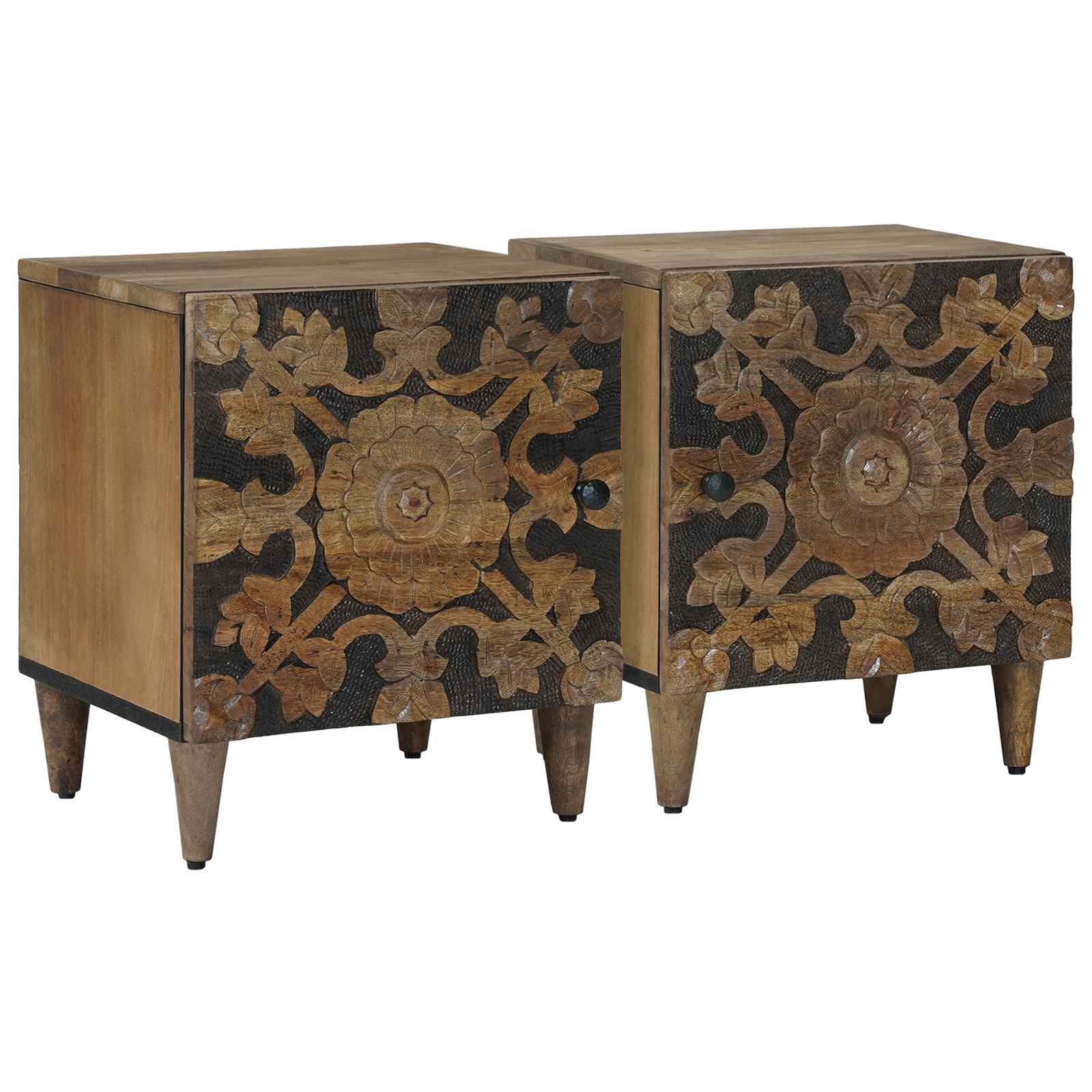 Κομοδίνο 2 pcs Καφέ 40 x 33,5 x 46 εκ Στερεό ξύλο μάνγκο - Pakobazaar