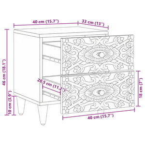 Κομοδίνο 2 pcs Καφέ 40 x 33,5 x 46 εκ Στερεό ξύλο μάνγκο - Pakobazaar